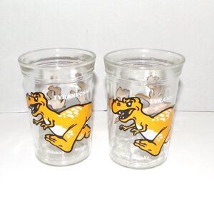 1988 Set of 2 Welch’s Jelly Jar Dinosaur Glasses Tyrannosaurus Rex